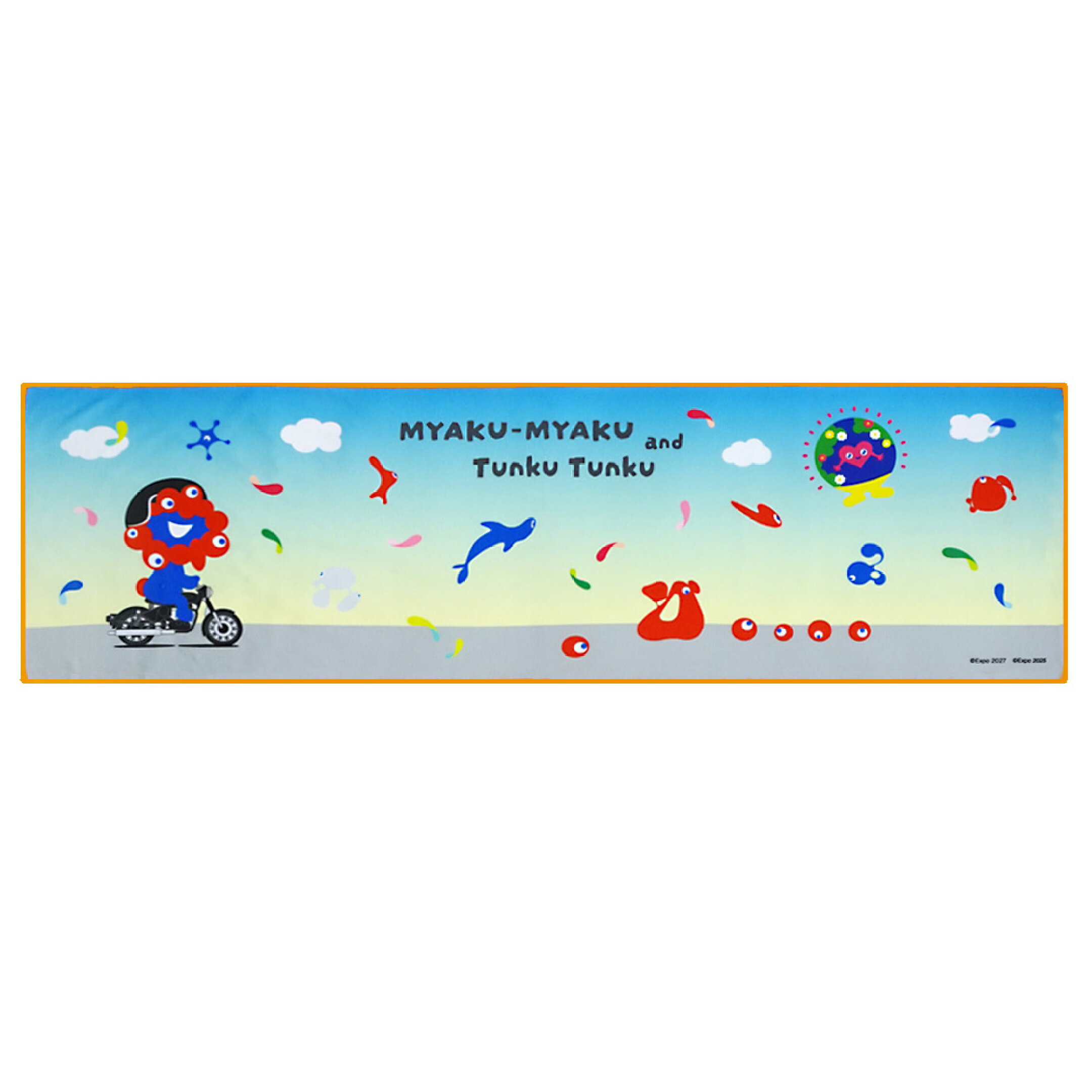 トゥンクトゥンク＆ミャクミャク タオルフラッグ バイクブルー2027年国際園芸博覧会公式ライセンス商品 2025大阪・関西万博公式ライセンス商品