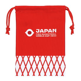 FIBA バスケットボール ワールドカップ 2023 公式ライセンス商品 巾着ポーチ赤JAPAN W120×H180mm ポリエステル100％