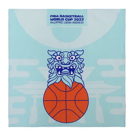 FIBA バスケットボール ワールドカップ 2023 公式ライセンス商品 大判ハンカチ 水色 W520×H520mm 綿100％