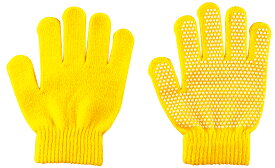 低学年向け カラーのびのび手袋 すべり止め付 黄(14805) 2個組 13×15cm（伸びてない状態）素材 アクリル ナイロン