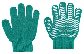 低学年向け カラーのびのび手袋 すべり止め付 緑(15019) 2個組 13×15cm（伸びてない状態）素材 アクリル ナイロン