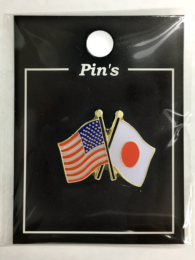 スーツやキャップやバッグに付けてオシャレ 日本 ピンバッジ2ヶ国友好 日本国旗 約20×20mm アメリカ国旗 期間限定で特別価格