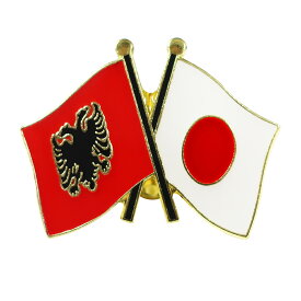 TOSPA ピンバッジ2ヶ国友好 日本国旗 アルバニア国旗 約20×20mm