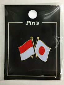 TOSPA ピンバッジ2ヶ国友好 日本国旗 インドネシア国旗 約20×20mm