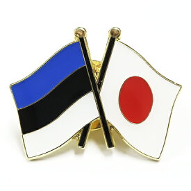 TOSPA ピンバッジ2ヶ国友好 日本国旗 エストニア国旗 約20×20mm