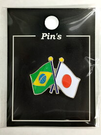 TOSPA ピンバッジ2ヶ国友好 日本国旗 ブラジル国旗 約20×20mm