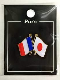 TOSPA ピンバッジ2ヶ国友好 日本国旗 フランス国旗 約20×20mm