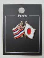 TOSPA ピンバッジ2ヶ国友好 日本国旗 ハワイ旗 約20×20mm