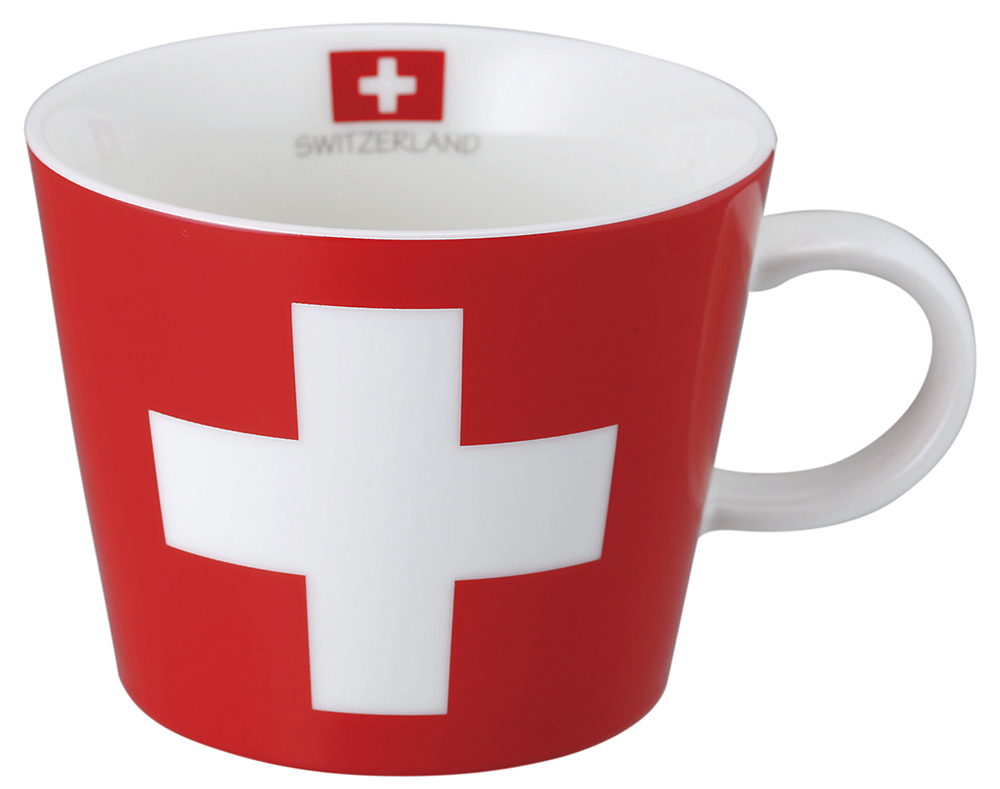 世界の国旗柄大容量のマグカップ 大特価 フラッグマグカップ スイス 国旗柄 陶磁器製 満水容量380ml 日本製