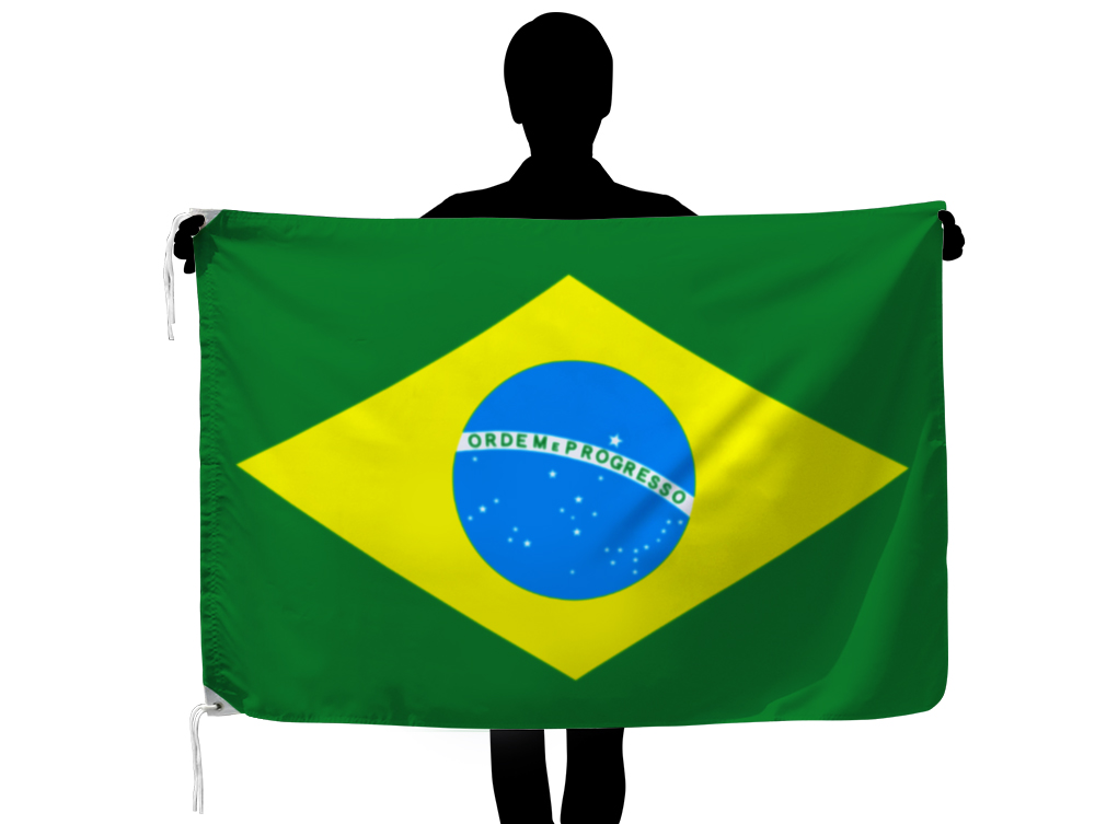 大勧め TOSPA 高級直立型 国旗セット ブラジル国旗90×135ｃｍ スタンド ポール 国旗玉セット