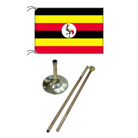 TOSPA 高級直立型スタンド 国旗セット ウガンダ国旗 90×135cm テトロン製