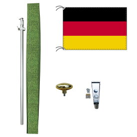 TOSPA ドイツ 国旗 DXセット 70×105cm国旗 アルミ合金ポール 壁面設置部品のセット 日本製 世界の国旗シリーズ