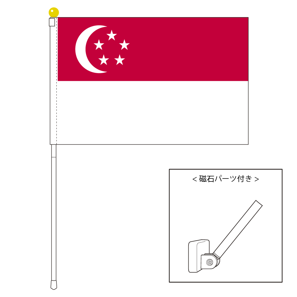 楽天市場】TOSPA シンガポール 国旗 ポータブルフラッグ マグネット