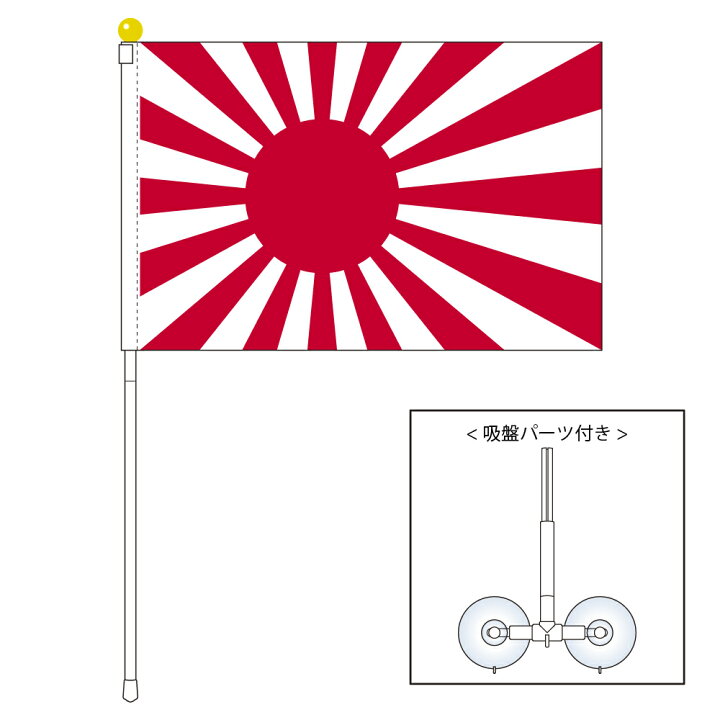 楽天市場】TOSPA 海軍旗 旭日旗 ポータブルフラッグ 吸盤付きセット 旗 