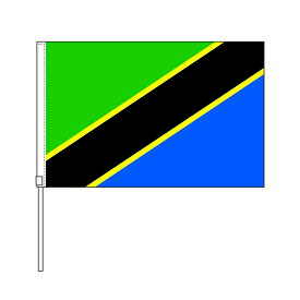 TOSPA タンザニア 国旗 応援手旗SF 旗サイズ20×30cm ポリエステル製 ポール31cmのセット
