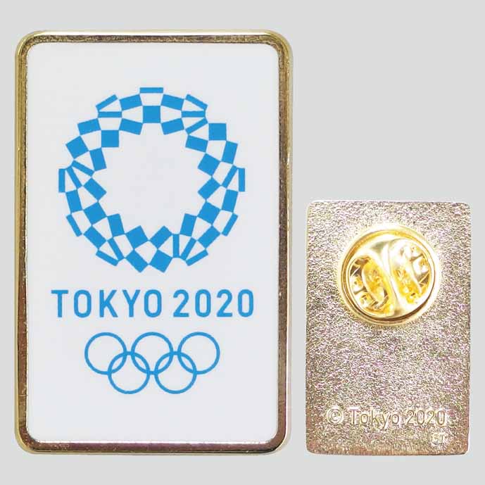 東京2020公式ライセンス商品 ピンバッジ東京2020オリンピックエンブレム 限定モデル ゴールド ブルー 爆安 O1003