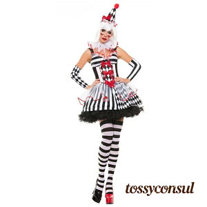 コスチューム ハロウィン衣装 コスプレ 大人 仮装 ポーカー ピエロ サーカス チェック 道化師 変装 飾り付き レディース クリスマス お化け パーティー キャラクター 忘年会 イベント 演劇