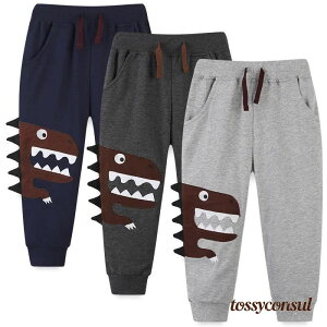 【3色】スウェットパンツ キッズ 恐竜柄 子供服 男の子 女の子 長ズボン 恐竜ズボン スウェットパンツ 綿 カジュアル ストレッチ パンツ ロング ロングパンツ ジュニア ジャージ コットン 普
