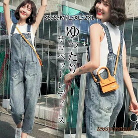 新生活応援 サロペット レディース オールインワン オーバーオール デニム ガウチョパンツ カジュアル ゆったり 無地 薄手 体型カバー 着痩せ 春夏秋 おしゃれ
