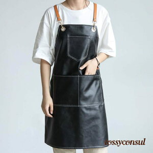 新生活応援 防水エプロン PUレザー エプロン おしゃれ 業務用 喫茶店 美容師 カフェ 保育士 キッチン メンズ レディース 男女兼用 北欧 ロング丈 バッククロス ポケット付き 作業用 ガーデニ