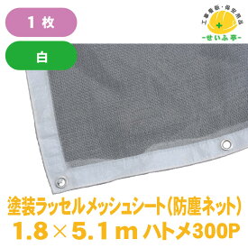 飛散防止 ネット 防塵ネット 防風ネット 防砂ネット ラッセルメッシュ 防雪ネット 防塵 工事現場 雪よけネット カーポート ガレージ 駐車場 雪ネット 雪の吹込み対策 積雪 雪害対策【塗装ラッセルメッシュシート(防塵ネット) 1.8×5.1m ハトメ300P 白】