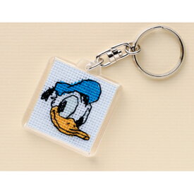 ディズニー ドナルドダック 刺しゅうキット 3.5×3.3cm オリムパス キーホルダー 手芸用品 クラフト 刺繍 クロスステッチ DONALDDUCK Disney key holder KS-65 ゆうパケット 送料無料 yp