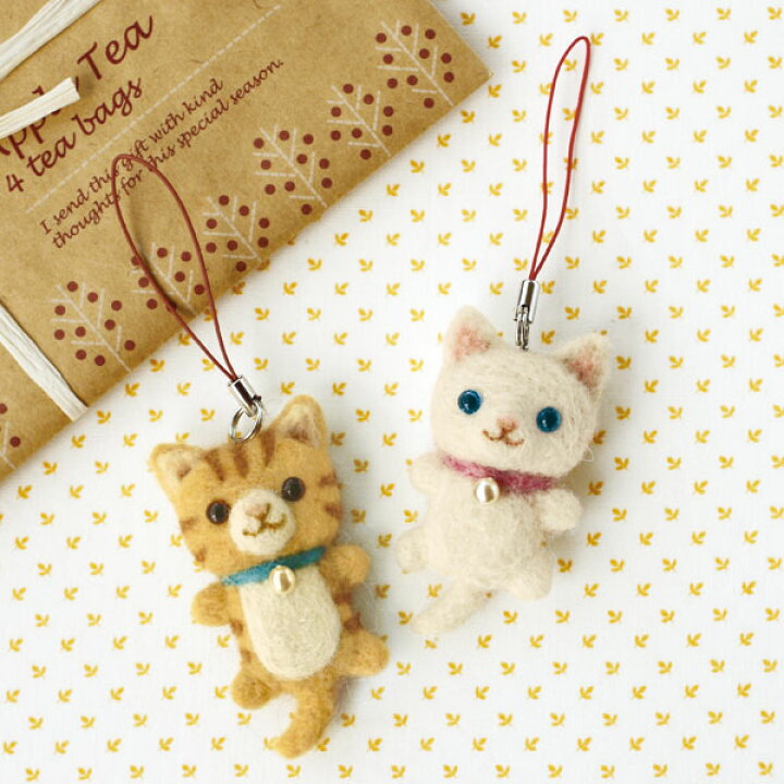 楽天市場】白ねことトラねこのストラップ（手作りキット） 手芸キット 