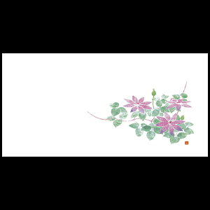 上質紙お手元マット 鉄仙(7・8月) 201-30058(Z115-494)テーブルマット ランチョンマット 紙マット 紙製 ペーパー ペーパーマット 日本製 26.5×13cm 200枚入 使い捨て 使い捨てマット 和風 おしゃ