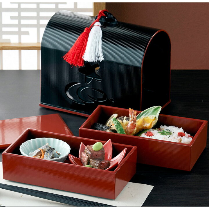 楽天市場】都弁当 外枠房付・建仁弁当 朱2段 320-23111.22111(Z251)松 