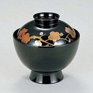 3.5寸小吸物椀 黒枝梅 350-19132(Z349-158)汁椀 汁碗 味噌汁椀 お椀 おわん 割れにくい 軽い 軽量 蓋付き 業務用 業務用食器 旅館