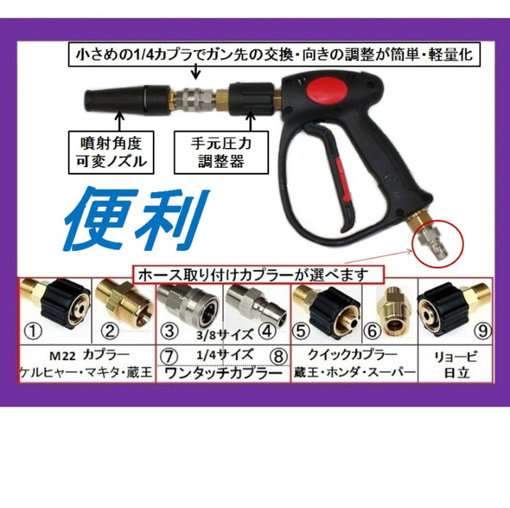 高圧洗浄機 ガン先 マルチ高圧洗浄機ガン 可変ノズル・手元圧力調整 業務用 トータルビル用品