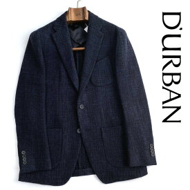 D'URBAN【ダーバン】日本製織柄ツイードジャケットネイビー系　紺背抜き仕立て