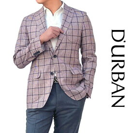 D'URBAN【ダーバン】日本製シルクコットン混リネンジャケットボルドー×ネイビー系　チェック柄背抜き仕立て