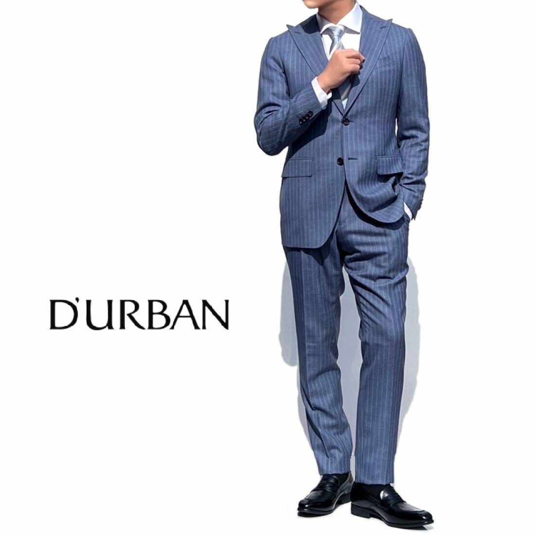 再再販 格安 爽やかなカラーリングが魅力的な一着 D'URBAN 日本製ネップストライプウールスーツライトブルー系背抜き仕立て 4irsoa.uj.ac.za 4irsoa.uj.ac.za