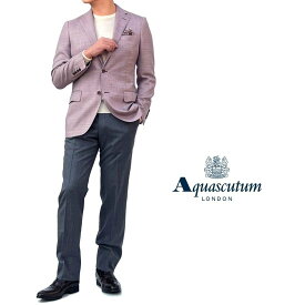 Aquascutum【アクアスキュータム】日本製（イタリア製生地使用）シルクリネン混ウールジャケットCERRUTI　ポップサック背抜き仕立て