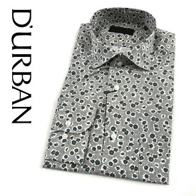 D'URBAN【ダーバン】日本製（イタリア製生地使用）フラワープリント長袖ドレスシャツRATTI社製生地　グレー系