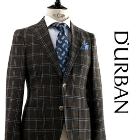 D'URBAN【ダーバン】日本製シルク混ウールジャケットウィンドペン　ブラウン系総裏仕立て