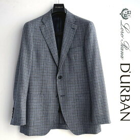 D'URBAN【ダーバン】LoroPiana【ロロピアーナ】日本製（イタリア製生地使用）シルクリネン混ウールジャケットクラブチェックブルー×ネイビー×ベージュ系背抜き仕立て