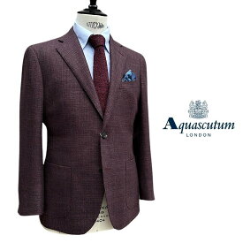 Aquascutum【アクアスキュータム】定価154,000円（税込）日本製（イタリア製生地使用）シルク混ウールジャケットボルドー系　総裏仕立て（秋冬モデル）AB4・AB5・AB7サイズ