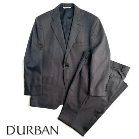 D'URBAN【ダーバン】日本製（MADE IN JAPAN）シルク混ウールスーツグレー×ボルドーストライプ春夏　背抜き仕立てAB4サイズ