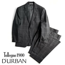 D'URBAN【ダーバン】Tollegno 1900【トレーニョ】定価118,800円（税込）日本製（イタリア製生地使用）2パンツ！ウールスーツスペアパンツ付き　ウィンドペン　チェックグレー　春夏　背抜き仕立てA4・A6サイズ