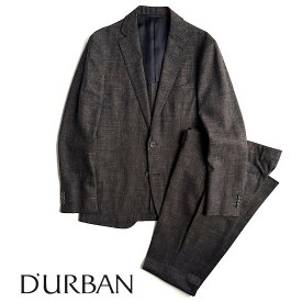 D'URBAN【ダーバン】定価132,000円（税込）日本製（MADE IN JAPAN）リネン混ウールスーツMIXカラー　かすりチェックブラウンボルドー系春夏　背抜き仕立て　A6サイズ