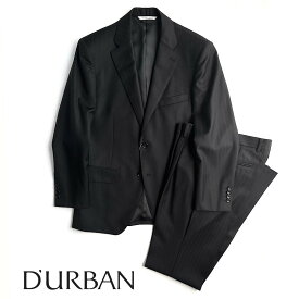 D'URBAN【ダーバン】定価107,800円（税込）日本製（MADE IN JAPAN）ストライプウールスーツ黒　ブラック　秋冬　総裏仕立てA4サイズ