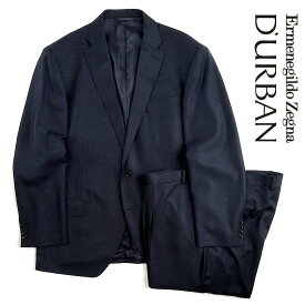 D'URBAN ombrare【ダーバンオンブラーレ】Ermenegildo Zegna【エルメネジルド・ゼニア】定価176,000円（税込）日本製（イタリア製生地使用）微起毛ウールスーツ紺　ネイビー　チェック秋冬　総裏仕立て4Lサイズ　大きいサイズ