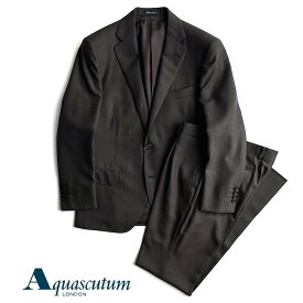 Aquascutum【アクアスキュータム】定価176,000円（税込）日本製シャドーストライプウールスーツ秋冬　ブラウン　茶　総裏仕立てAB4・AB5サイズ