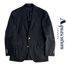 Aquascutum【アクアスキュータム】定価121,000円（税込）日本製　定番ブレザー　金釦　ウールジャケット　濃紺　ネイビー春夏　背抜き仕立てA5・AB4・AB6・BB4サイズ