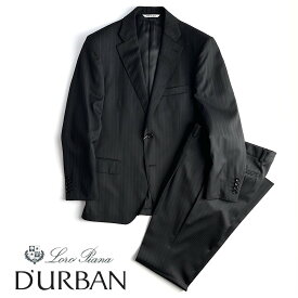 D'URBAN【ダーバン】LoroPiana【ロロピアーナ】定価132,000円（税込）日本製（イタリア製生地使用）ストライプウールスーツブラック×ブルーストライプ春夏 背抜き仕立て A5サイズ