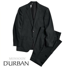 D'URBAN ombrare【ダーバンオンブラーレ】定価83,600円（税込）日本製（MADE IN JAPAN）チェックウールスーツMONSOON 清涼仕様 盛夏対応ダークグレー 背抜き仕立てA4・BB4サイズ