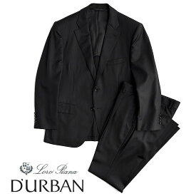 D'URBAN【ダーバン】LoroPiana【ロロピアーナ】定価137,500円（税込）日本製（イタリア製生地使用）～TASMANIAN～ストライプウールスーツ 黒 ブラック春夏秋 背抜き仕立て AB3サイズ