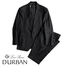 D'URBAN ombrare【ダーバンオンブラーレ】LoroPiana【ロロピアーナ】定価143,000円（税込）日本製（イタリア製生地使用）～TASMANIAN～シャドーストライプウールスーツ 黒 ブラック春夏秋 背抜き仕立て A5サイズ